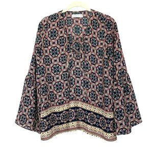 Abercrombie & Fitch Bell Sleeve Printed Blouse